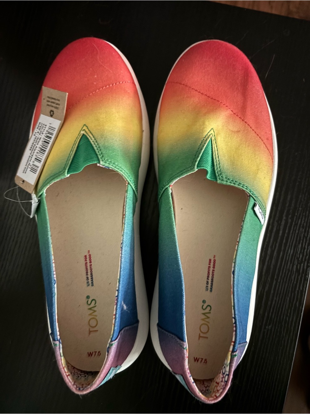 TOMS Multicolor Ombre Canvas Slip-On Shoes 7.5 pride